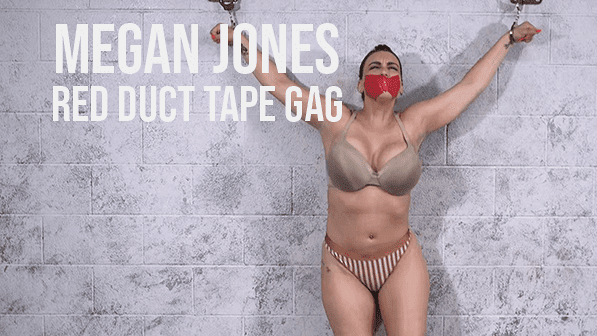 Megan Jones: Red Duct Tape Gag in Bra and Panties